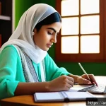 Home 20 조리사 자격증 준비하는 직장인 팁 - A focused Arab young woman studying at a modern desk in a bright, quiet room designed for concentrat...